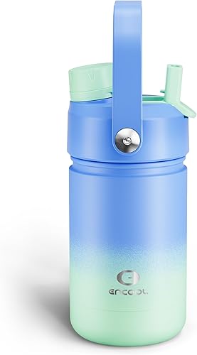 Miniatura 150 de ENCOOL Botella de agua aislada con popote, de acero inoxidable, a prueba de fugas, sin BPA, al vacío de doble pared que se mantiene fría durante 24