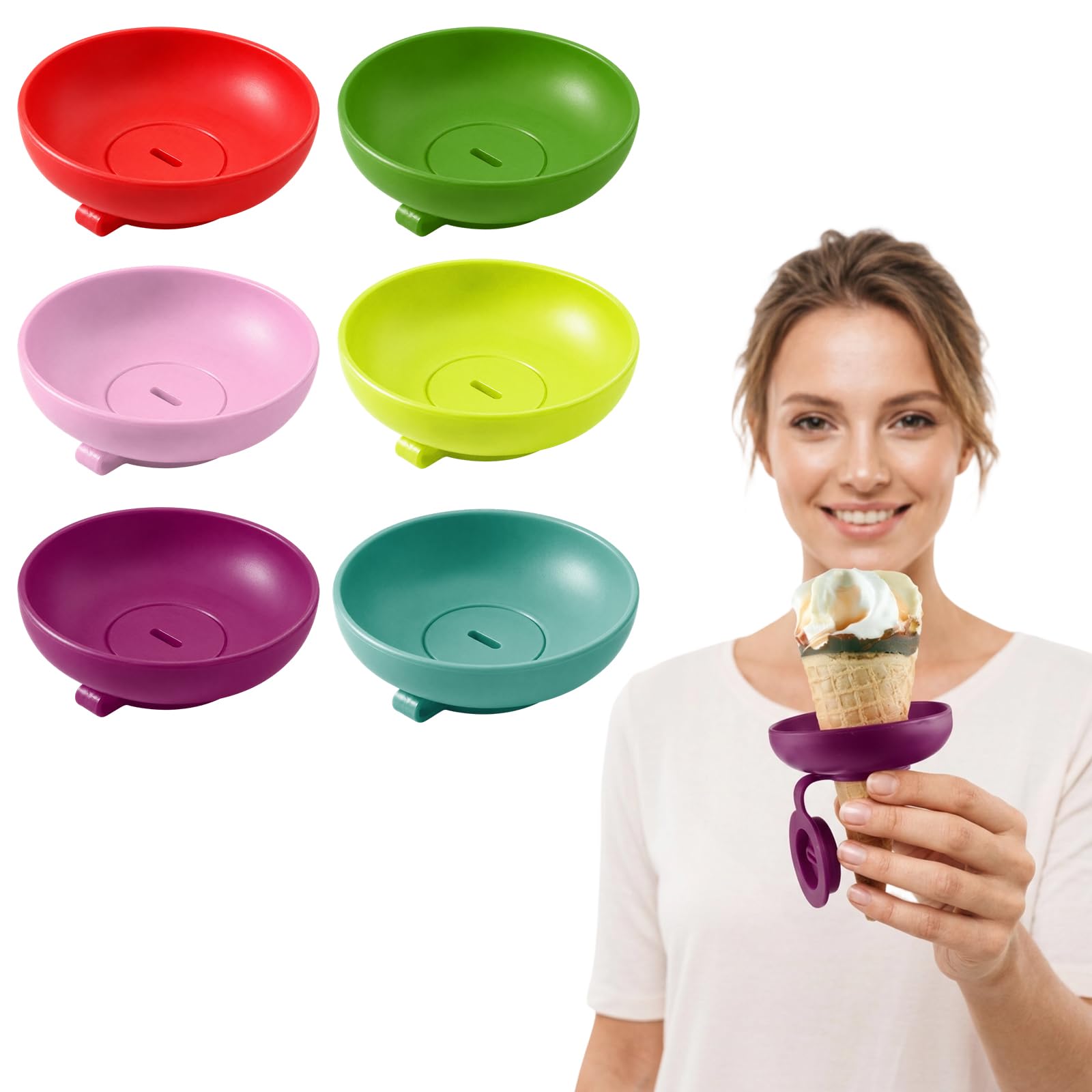 6Pcs Colourful Ice Lolly Holders, Ice Cream Cone Holder, Ice Lolly Holder with Drip Catcher, Reusable Lollipop Holder for Summer Days Popsicle Party