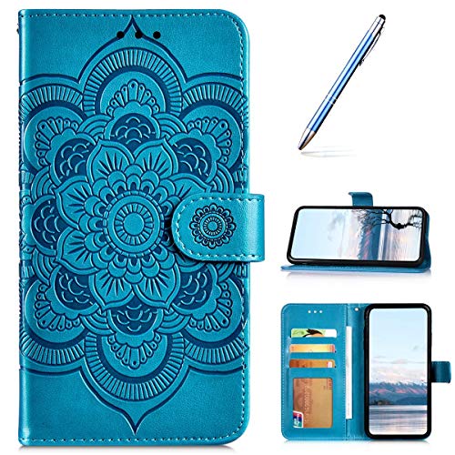 Sais Armas URFEDA Libro PU Cuero Funda Compatible con Xiaomi Redmi Note 9 Pro Case Billetera 3D Girasol Mandala Flor Carcasa Folio Flip...
