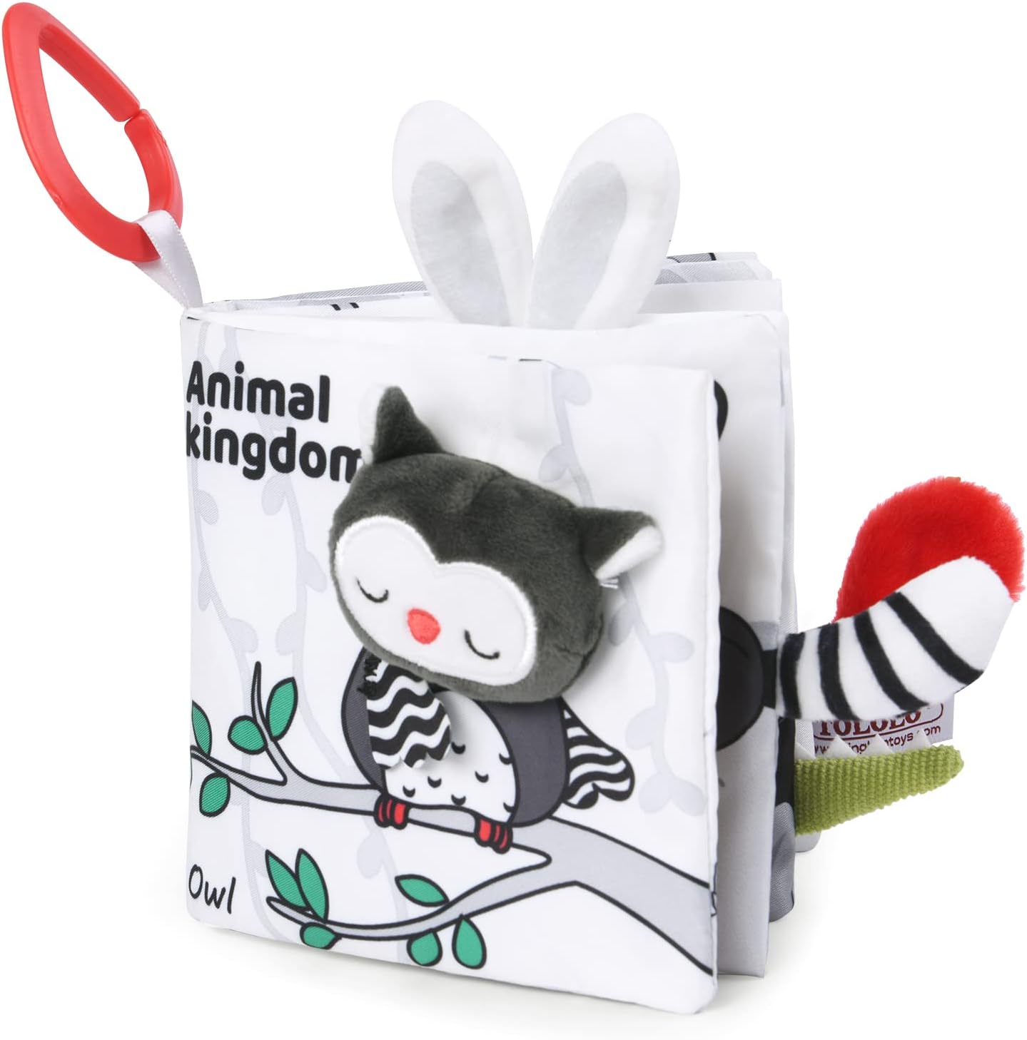 Vicloon Soft Toys Baby Cloth Books, Babys Soft Books, Baby Bath Cloth Book, First Year 3D Animals Tails Crinkle Sensory Touch and Feel Book for Early Development Learning Books (Forest)