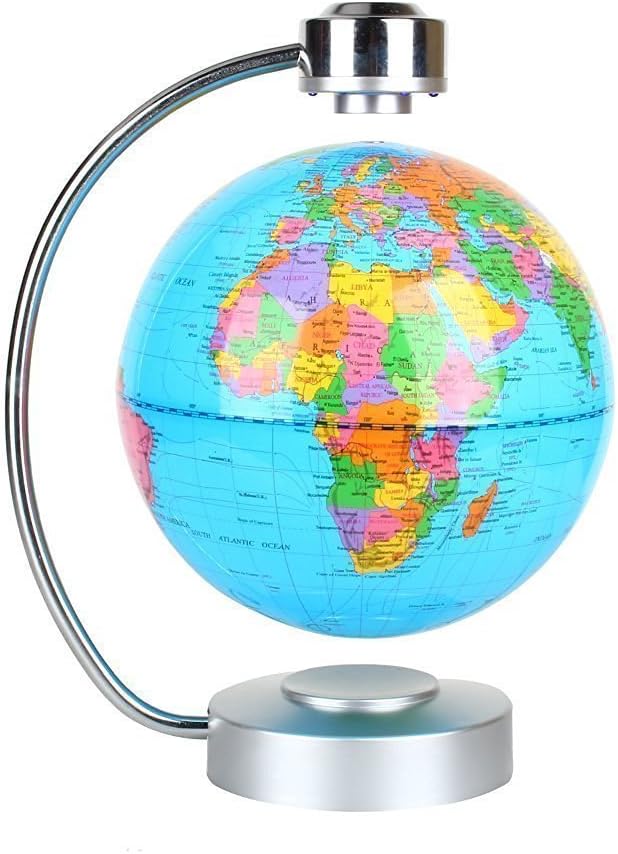 Globo De Mapa Del Mundo Flotante De Levitación Magnética En Forma De C Con Soporte De Pantalla Led, Esfera De Globo Terráqueo Giratorio, Oficina De Decoración Del Hogar Jormftte LN-0888 | Bodega