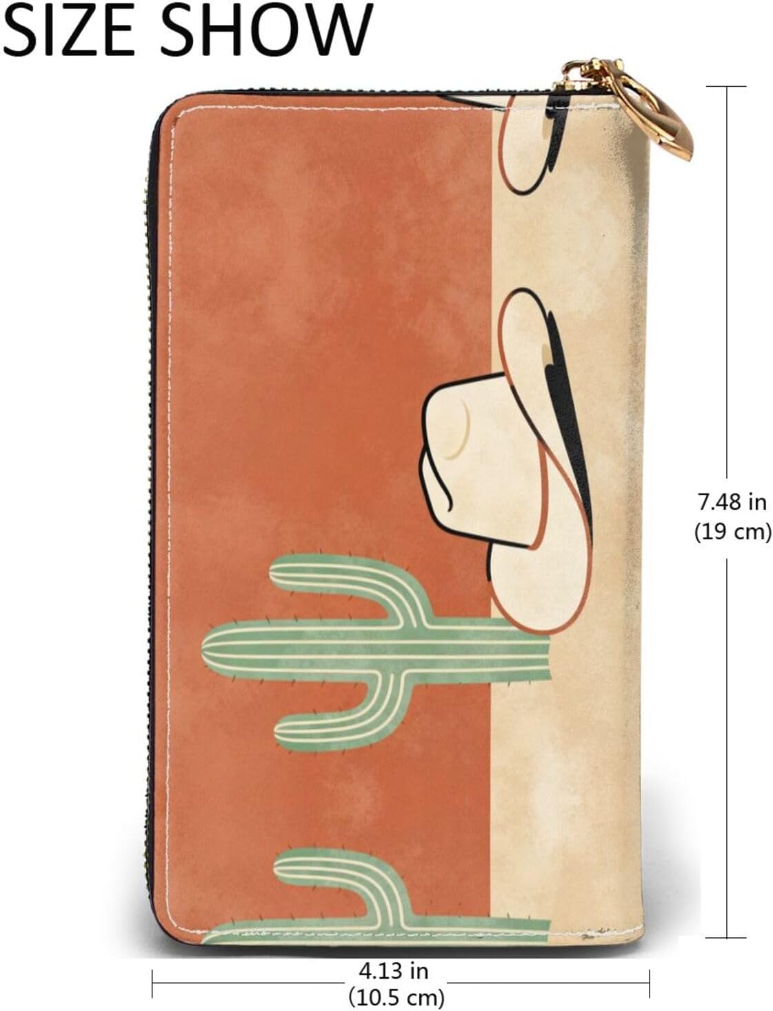 Western Cowboy Long Zip Around Wallet for Women, Large Capacity RFID Leather Wristlet Wallet with 12 Card Slots Coin Purse, Fashion Clutch Purse with Wrist Strap