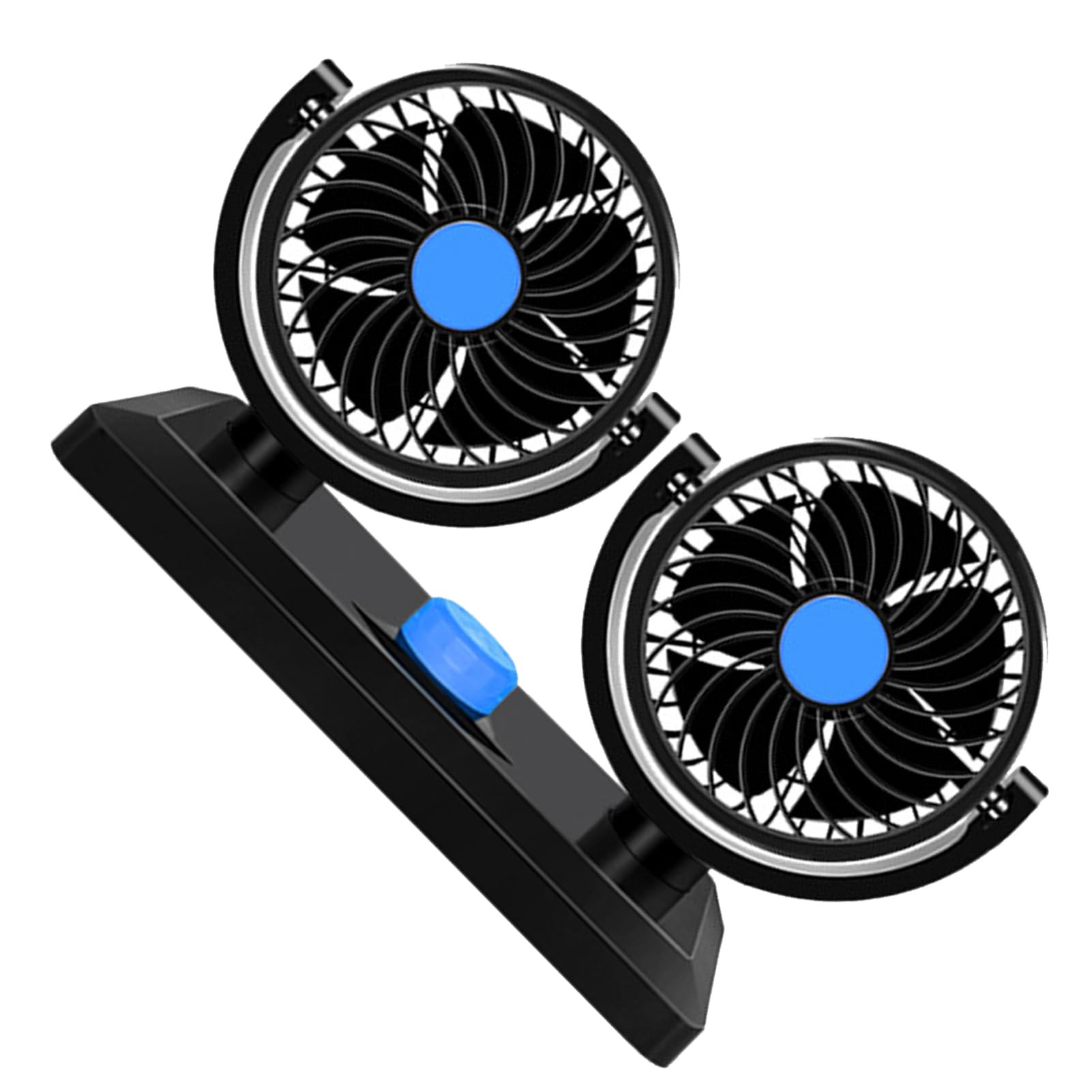 Garosa Dual Head USB Car Fan 360 Degree Rotation Quiet Portable Fan for Cars RVs Trucks Office Use