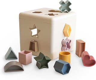 mushie Shape Sorting Box Original: 12 Shape Toddler Learning Toy, Fine Motor Skills & STEM, Made in Denmark (10+ Months)
