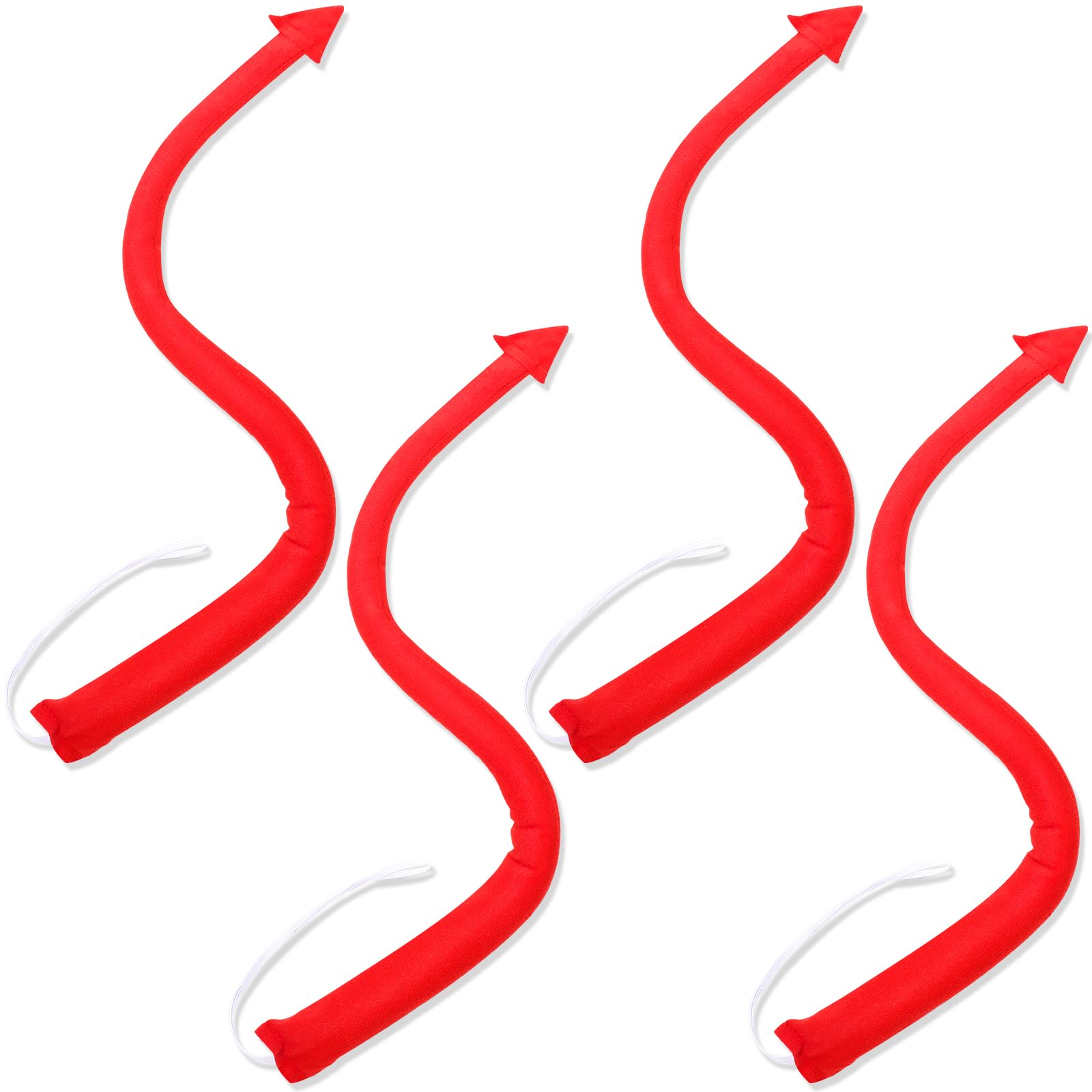 4 Pcs Devil Tail Costume Accessories Halloween Tail for Male and Female Adults Cosplay Party, 24.8 Inch, Stylish Style Red