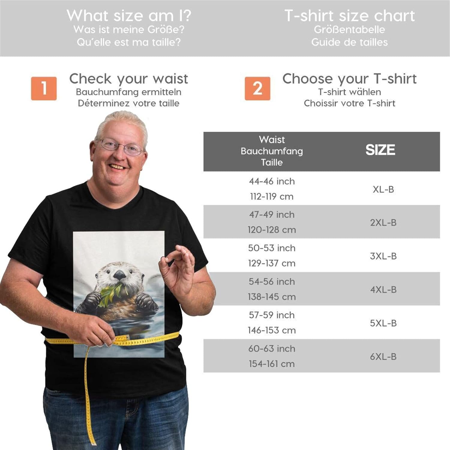 T-Shirt Plus Size Heavyweight T Shirt for Men Big and Tall Tshirts | Sea Otter Oversized Tshirts For Men Short Sleeve Upf 50+ Sun Protection T-Shirt For Casual & Daily Wear