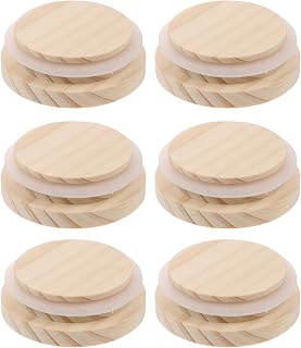 6pcs Wooden Lid for Glass Jars, Smooth Polished Reusable Cover
