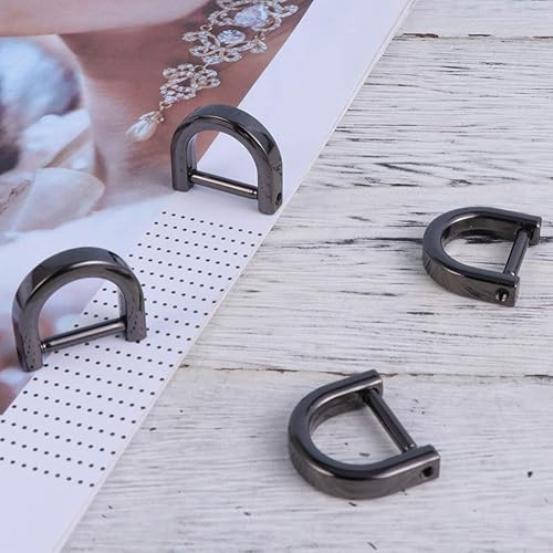 Miniatura 7 de Artibetter Anillos en D con grillete de herradura en forma de U, anillo D de cuero, llavero accesorios para correa, 4 piezas