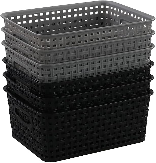 Ordate Plastic Storage Baskets, 6 Packs