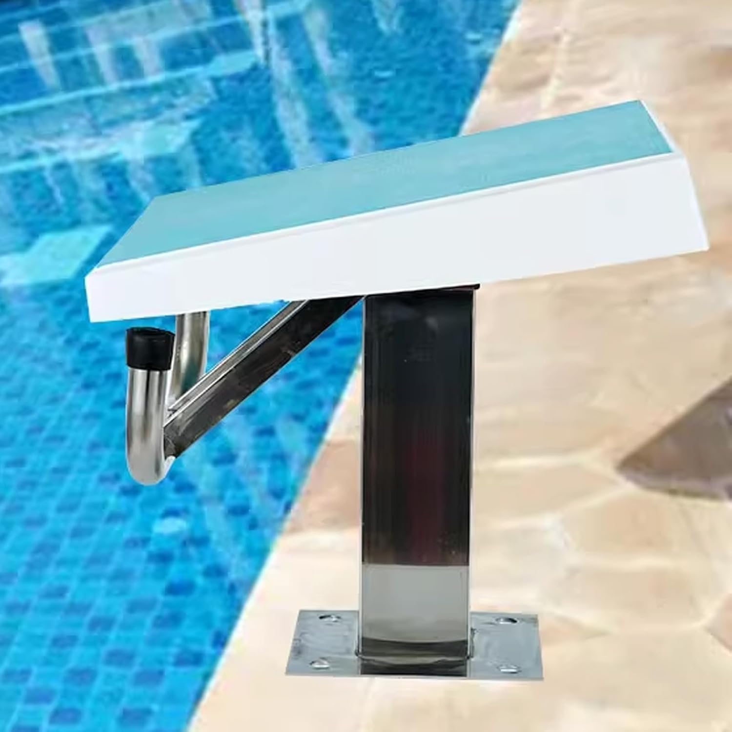 Diving Board Standard Pool Diving Platform with Stainless Steel Base, Swimming Starting Blocks with Non-Slip Surface for Private Pools, Stadiums, Professional Competitions
