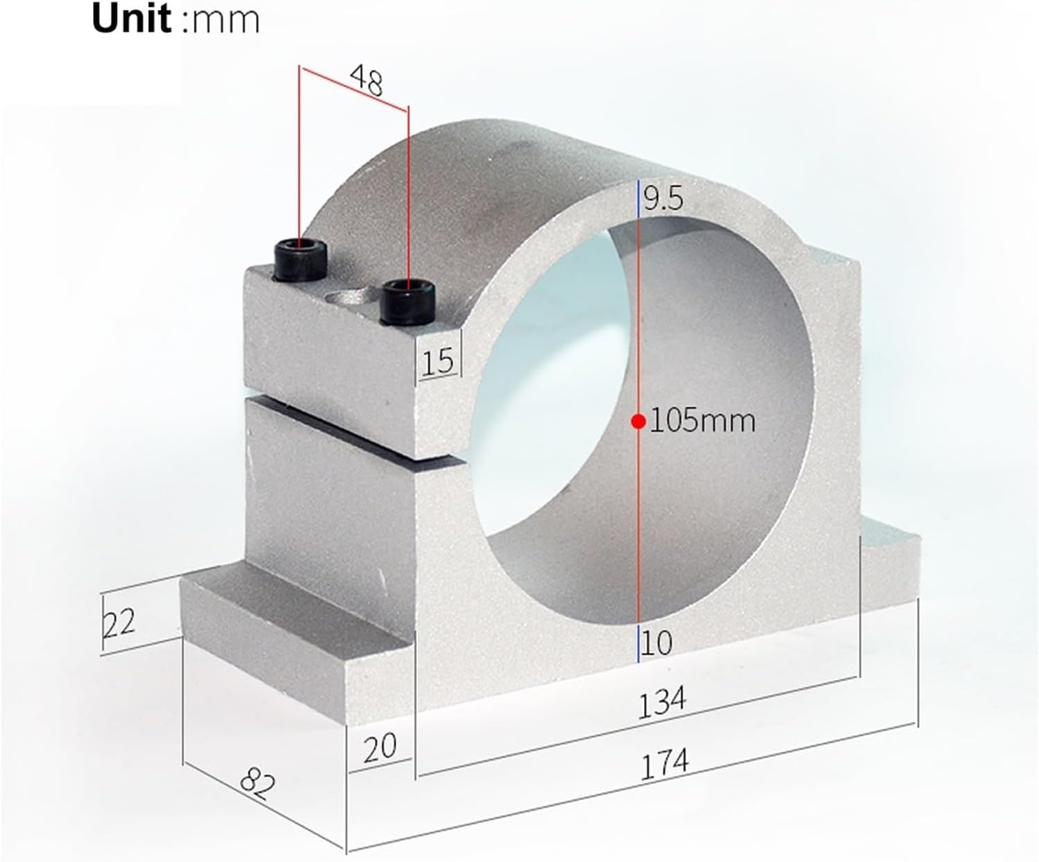 Engraving Machine Spindle Clamp Cast Aluminum CNC Spindle Motor Holder Mount 100MM 105MM CNC Spindle Fixture Mounting Bracket Clamp for Water Cooled Spindle(105mm)
