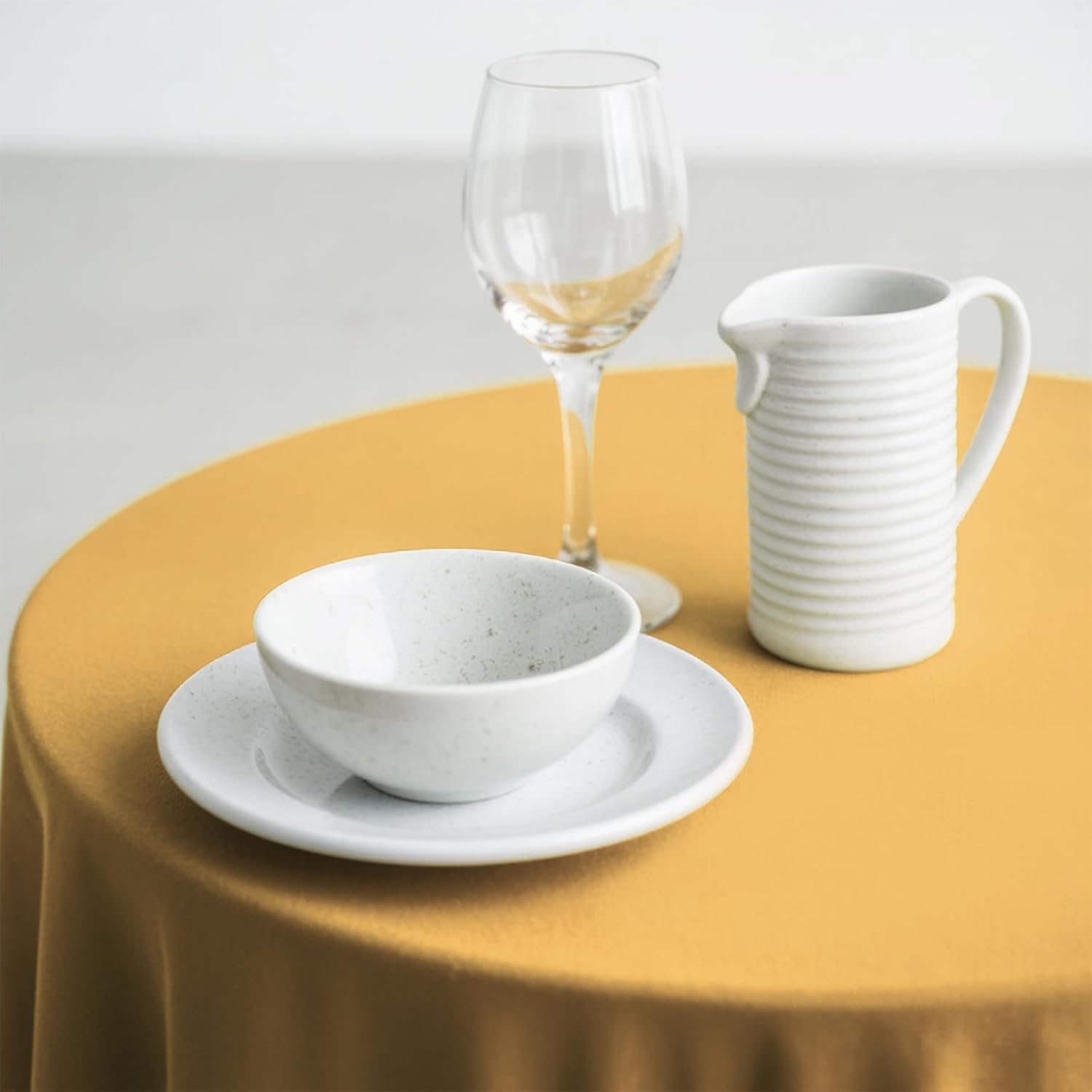 10 Pack Premium Disposable Plastic Tablecloth Round Table Cover for Birthdays Weddings Christmas Anniversary Buffet Table (Gold)