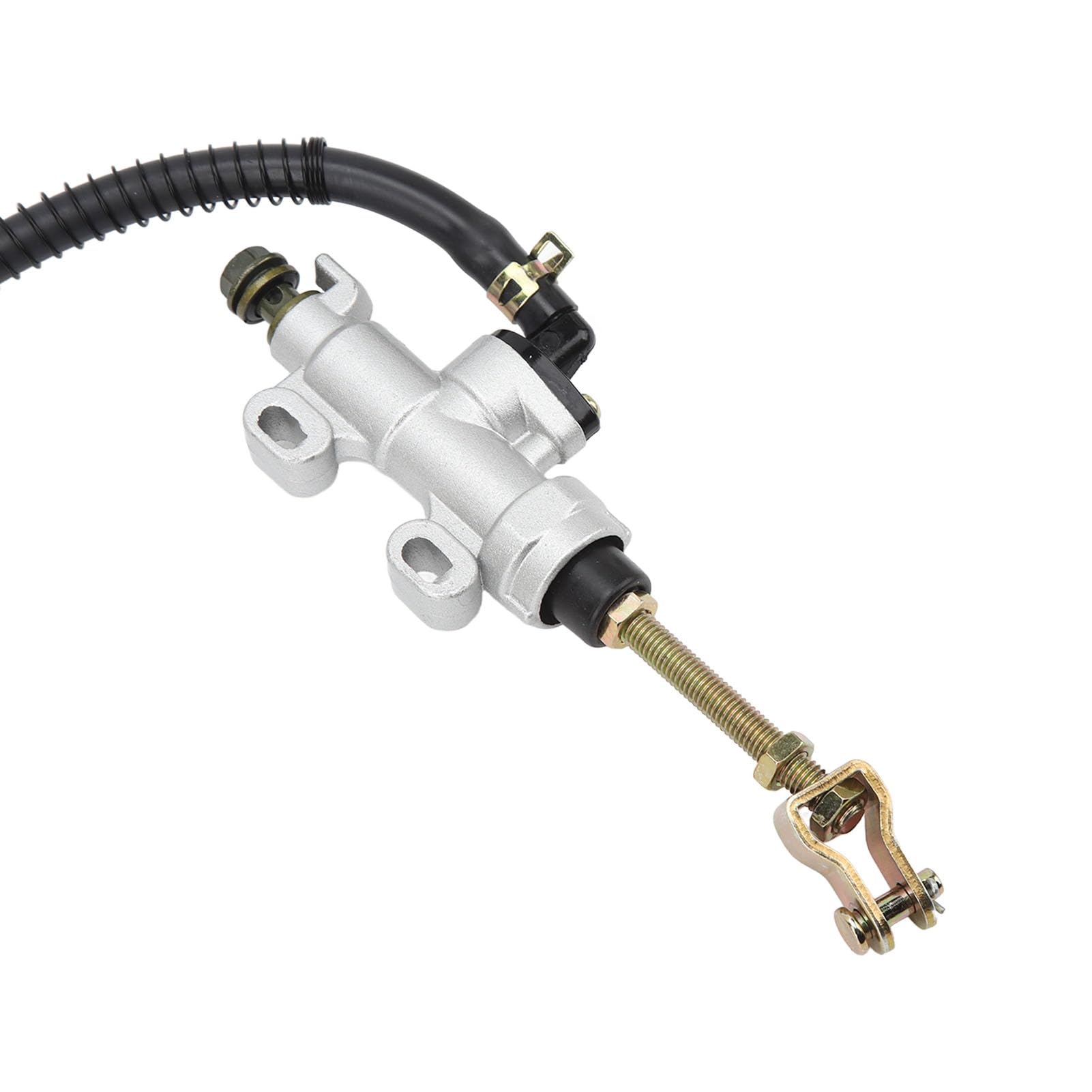 Maître-cylindre de frein arrière, réservoir de pompe de maître-cylindre hydraulique de frein à pied arrière pour moto Dirt Bike ATV Go Kart(blanc)