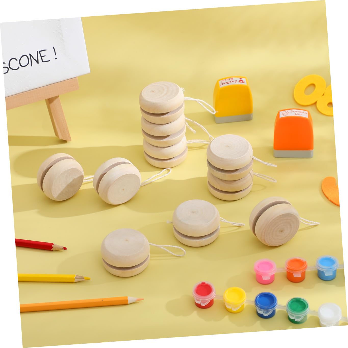 Hohopeti Set 10 Pezzi Palla Reattiva in Legno Grezzo da Dipingere per Giocattolo Creativo per Dipingere Graffiti per Attività Genitori-Figli e Sviluppo Motricità Fine