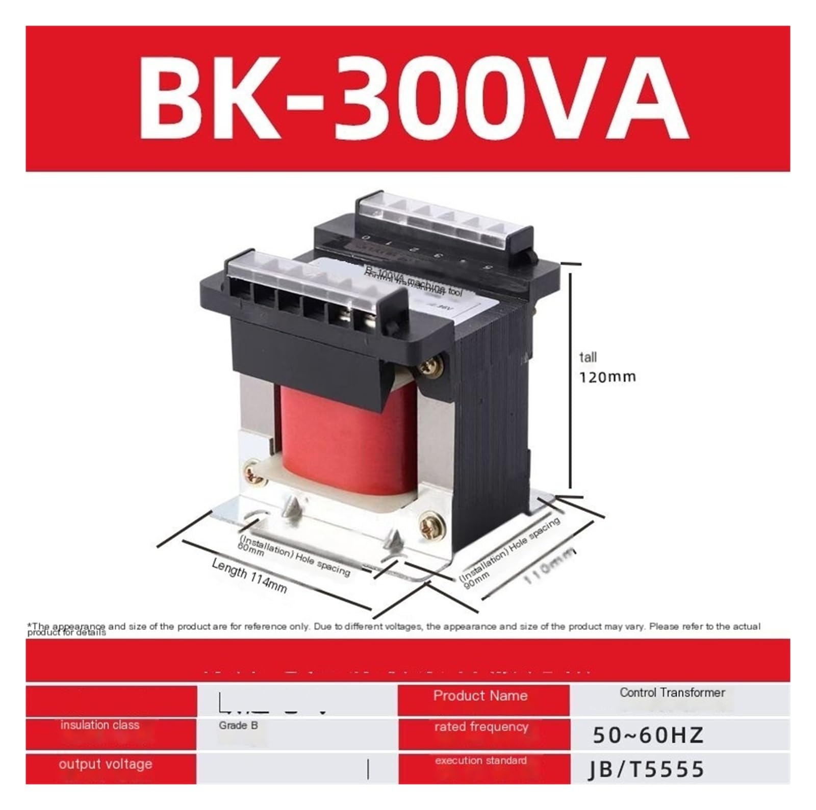 Trasformatore di isolamento for controllo macchina utensile monofase BK-300VA da 380 V a 220 V a 127 V a 110 V a 36 V a 24 V a 12 V a 6 V Tutto in filo di rame(380V to 24V)
