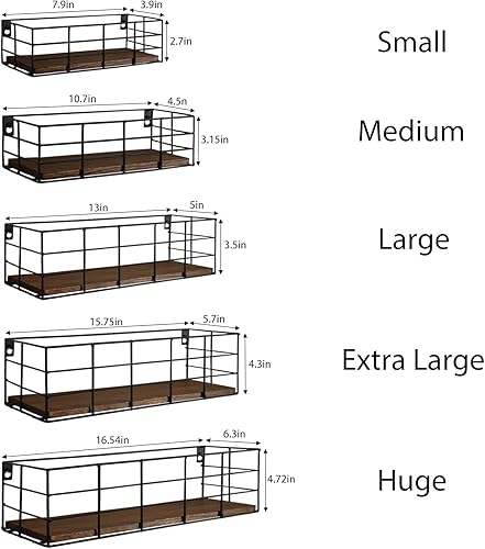 Miniatura 10 de Fixwal Estantes flotantes colgantes, 2 juegos de estantes montados en la pared para almacenamiento en la pared, estante de almacenamiento colgante