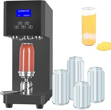 Automatic Can Sealer, 370W Electric Can Sealing Machine with LED Display Counter, 2.1" Diameter and Adjustable Height, Drink Can Seamer Sealer Tool for Plastic/Glass/Tin Cans,Black