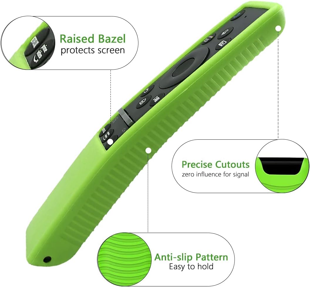 Diagram showing raised bezel, precise cutouts, and anti-slip pattern on the remote control case