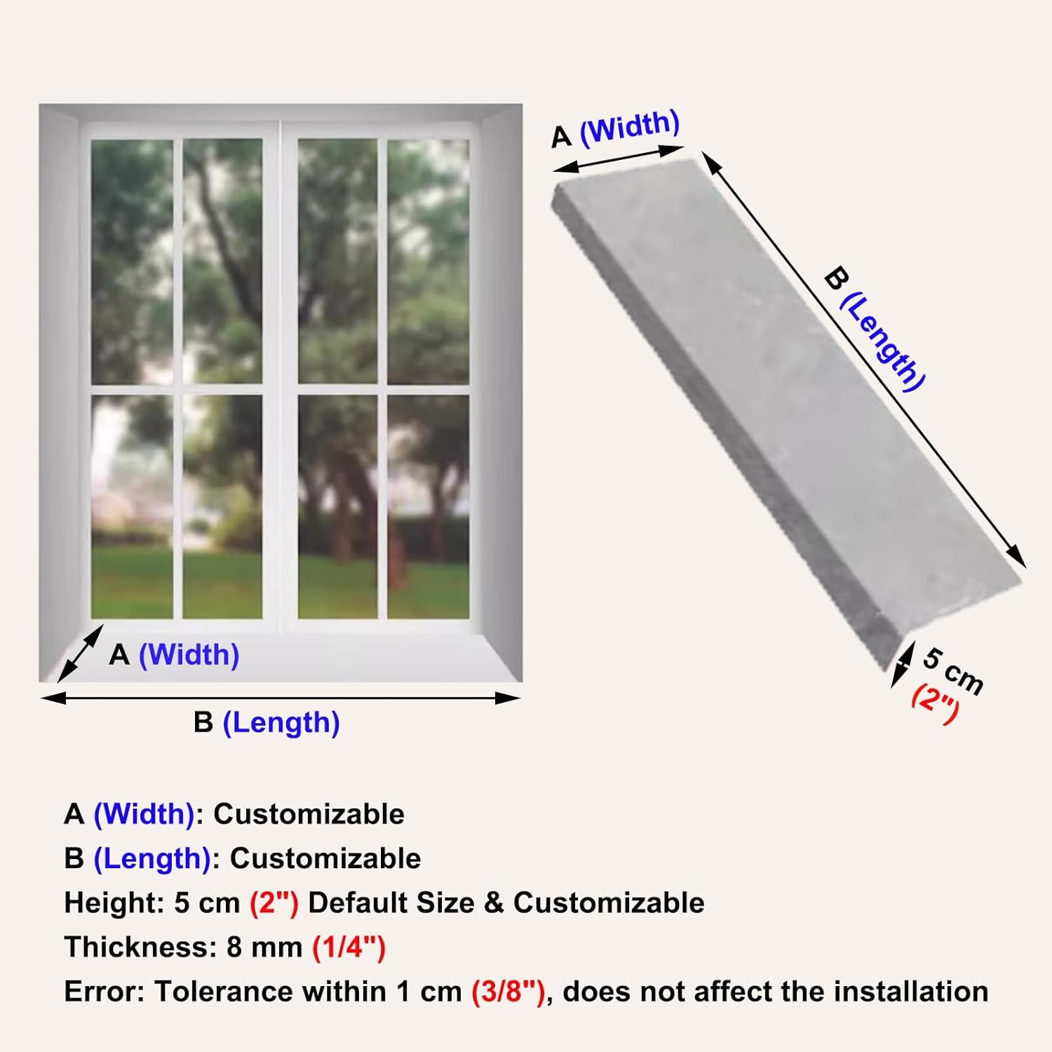 Window Sill Cover Cuttable Window Board Bay Panels for Living Room, Dark Gray Remodel Windowsill Tirm for Old Window Cill, Tile Finish Door Frame Guard Cover for Cement(190x25cm (74 3/4"X9 7/8"))