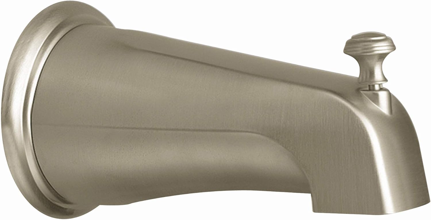 Moen 3808BN Kingsley Replacement Tub Diverter Spout 1/2-Inch Slip Fit Connection, Brushed Nickel