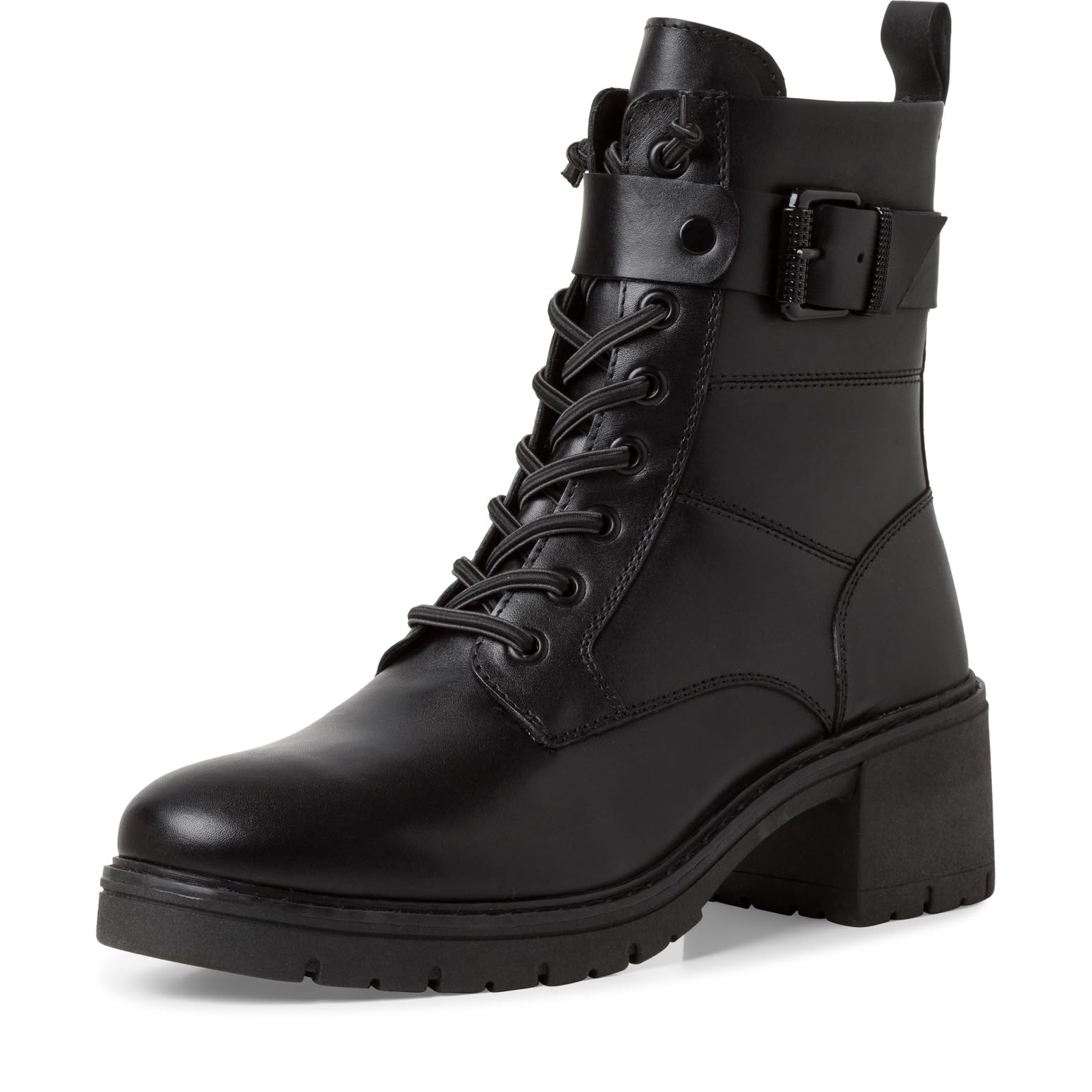 MARCO TOZZI Damen Stiefeletten zum Schnüren aus Leder mit Blockabsatz