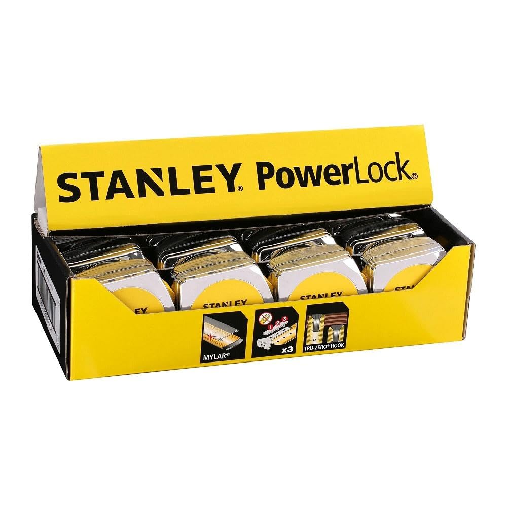 Stanley 1-33-442 Mesure 10 M X 25 Mm Powerlock Classic Fabriqué En France - Ruban Large - Revêtement Mylar Et Blade Armor - Crochet 3 Rivets - Boitier Abs Antichocs - Blocage De Ruban (Lot de 2)