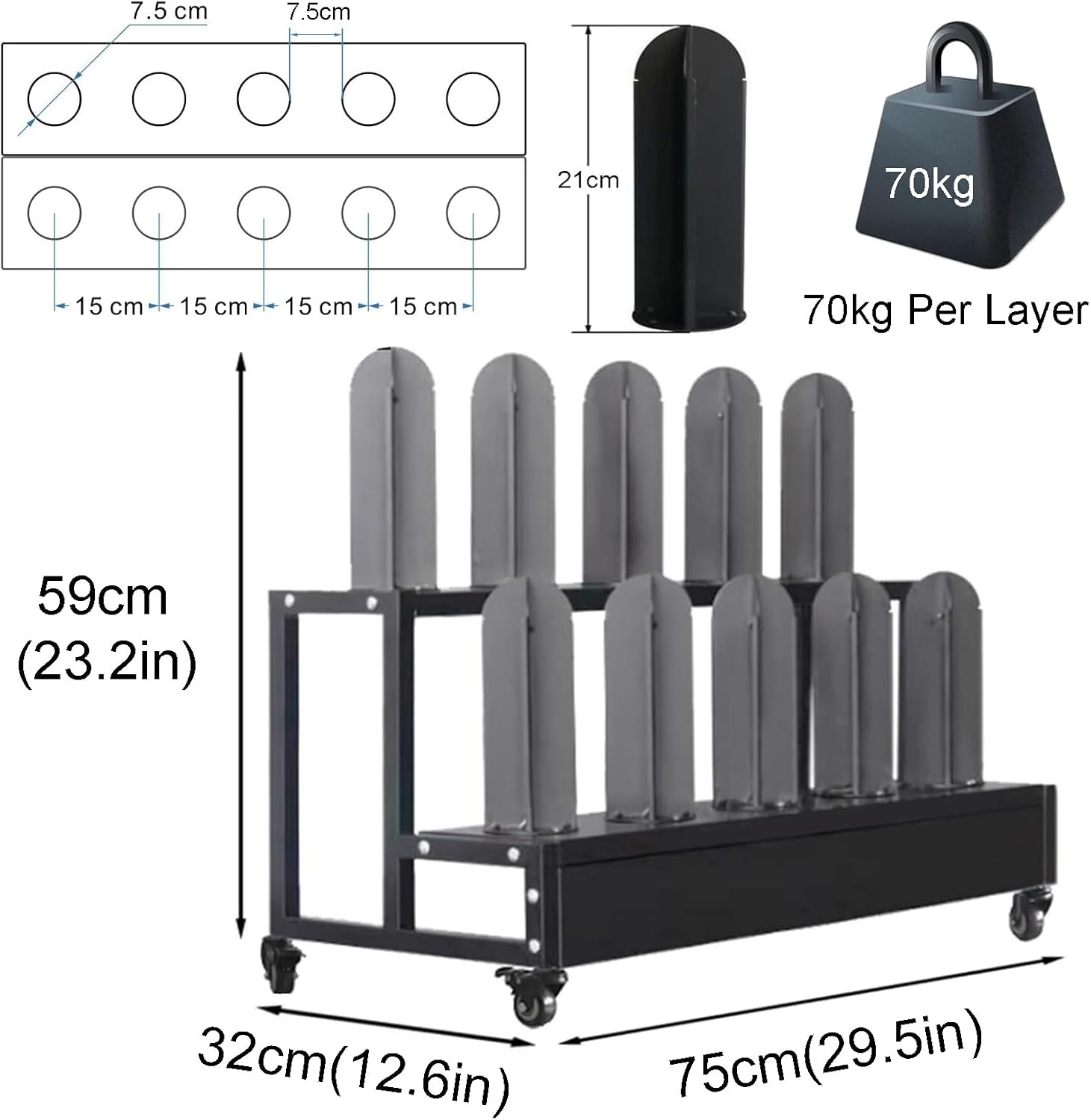 Vinyl Car Wrap Film Display Rack, 10 Rolls Vinyl Roll Holder Commercial Textile Fabric Roll Holder with Wheels, Heavy Duty Car Color Change Film Organizer Stand for Wallpaper Leather PVC Window Film