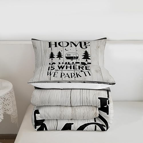 Miniatura 7 de Juego de edredón para caravana RV tamaño Queen, juego de ropa de cama decorativa para remolque de camping de viaje de 3 piezas para niños, niñas y