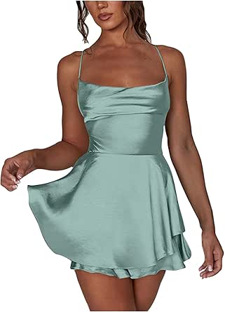 Tuta da donna sexy sportiva da donna, aderente, corta, con spalline sottili, leggings elasticizzati, Playsuit sportivi, morbidi pantaloni da yoga, leggeri, in tessuto leggero, Zbeige., S
