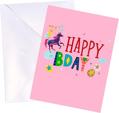 Vista 14 de WRAPAHOLIC Tarjeta de cumpleaños desplegable – Tarjeta emergente 3D con purpurina para pastel de cumpleaños, vela, 5.9 pulgadas x 7.9 pulgadas