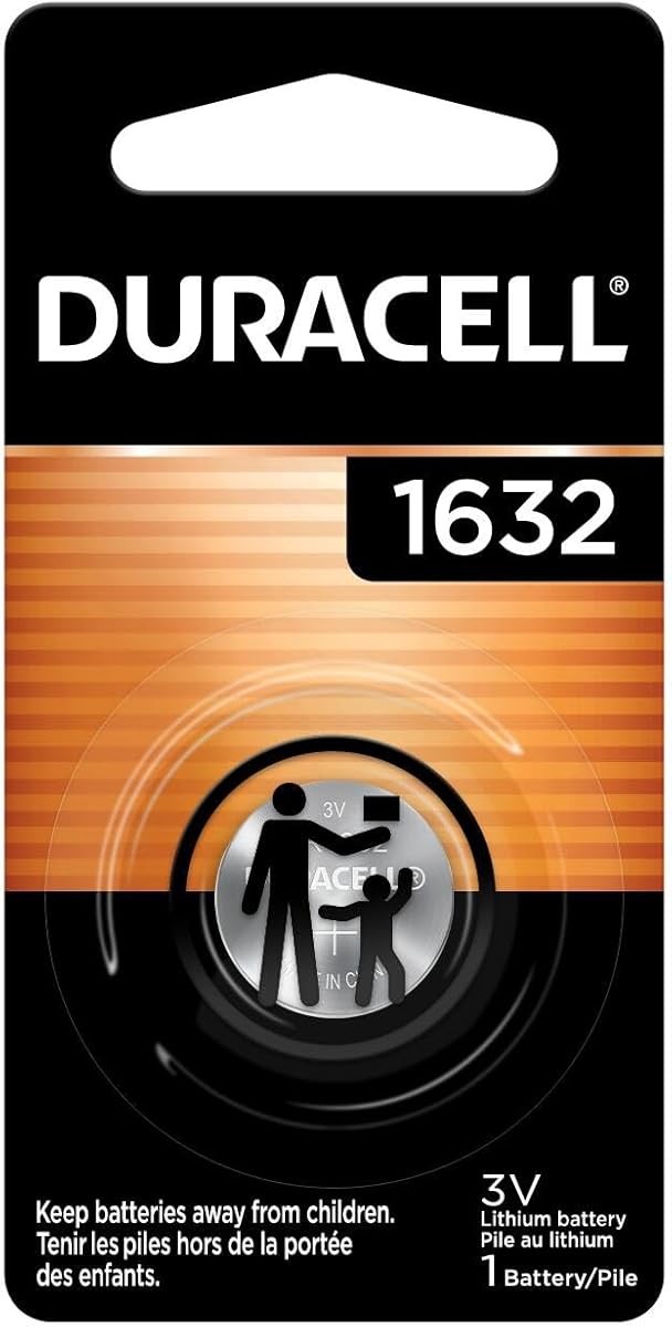 Duracell 1632 3V Lithium Battery, 1 Count Pack, Lithium Coin Battery for Medical and Fitness Devices, Watches, and more, CR Lithium 3 Volt Cell