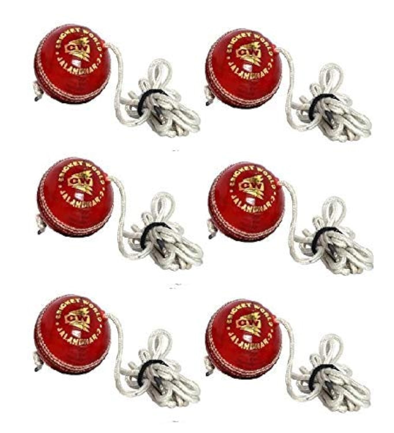 CW Leather Cricket Shot Practice Hanging Ball || String Cricket Ball || Knocking Cricket Ball with Rope || Ideal for Improving Hand-Eye Coordination (Pack of 6)-image-28