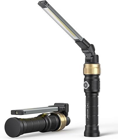 HOTLIGH Linterna Mecanico - 5000 mAh Linterna Taller con Diseño Plegable Giratorio de 360°, 1200 Lúmenes Lanterna Recarregavel LED, 3 Modos Luz Portatil para Reparación de Automóviles/Emergencias