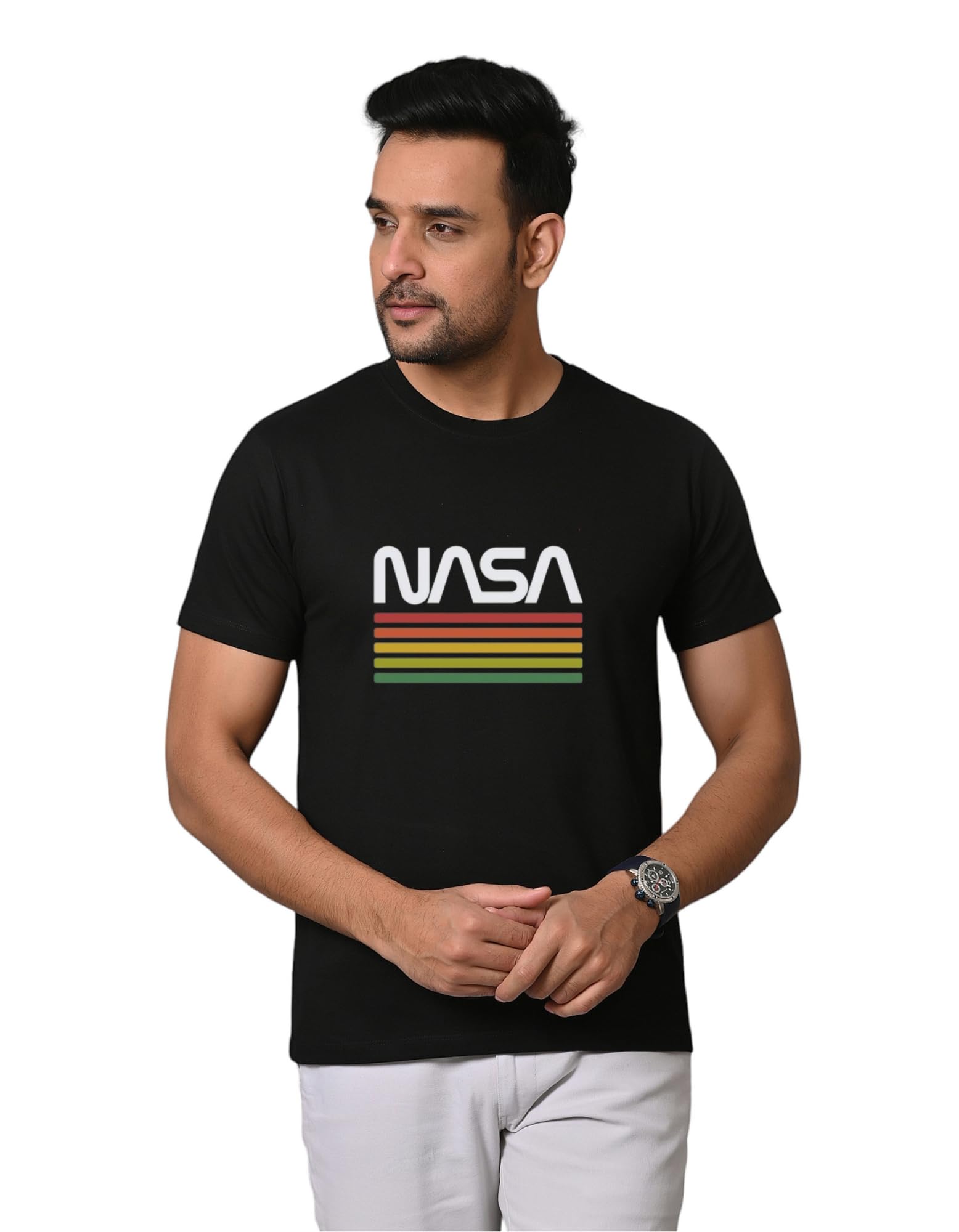 T-MODStylish Trending Design NASA Print Cotton Tshirt Round Neck Half Sleeves for Men(MRN_TMOD7)