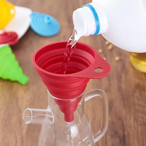 Miniatura 10 de Juego de 4 embudos de cocina plegables de silicona, tamaños XS a grandes para una fácil transferencia de líquidos, accesorios plegables de silicona