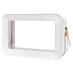 LETGO Clear Makeup Bags, TSA Approved Toiletry Bag with Zipper, Transaparent Makeup Organizer Fit Carry-on Travel Essentials,Clear Cosmetic Bags for Women Men (O-Beige)