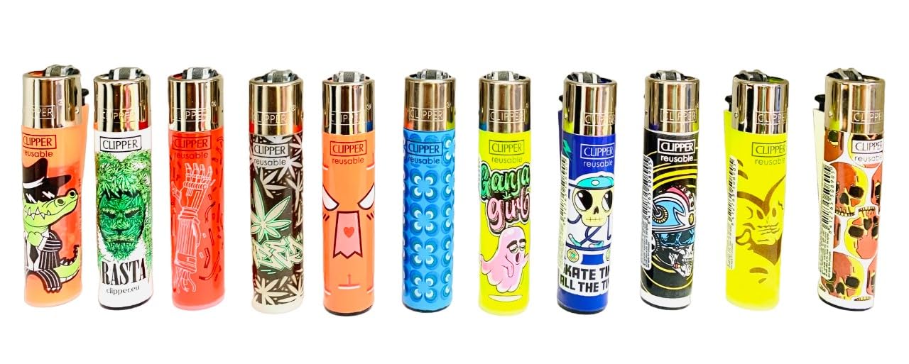 Fenny's Creations 10Pcs Clipper Lighters, Clipper Lighters Set, Clipper Lighter, Clipper Lighter Refillable Lighters, (No Fuel) – Assorted Designs