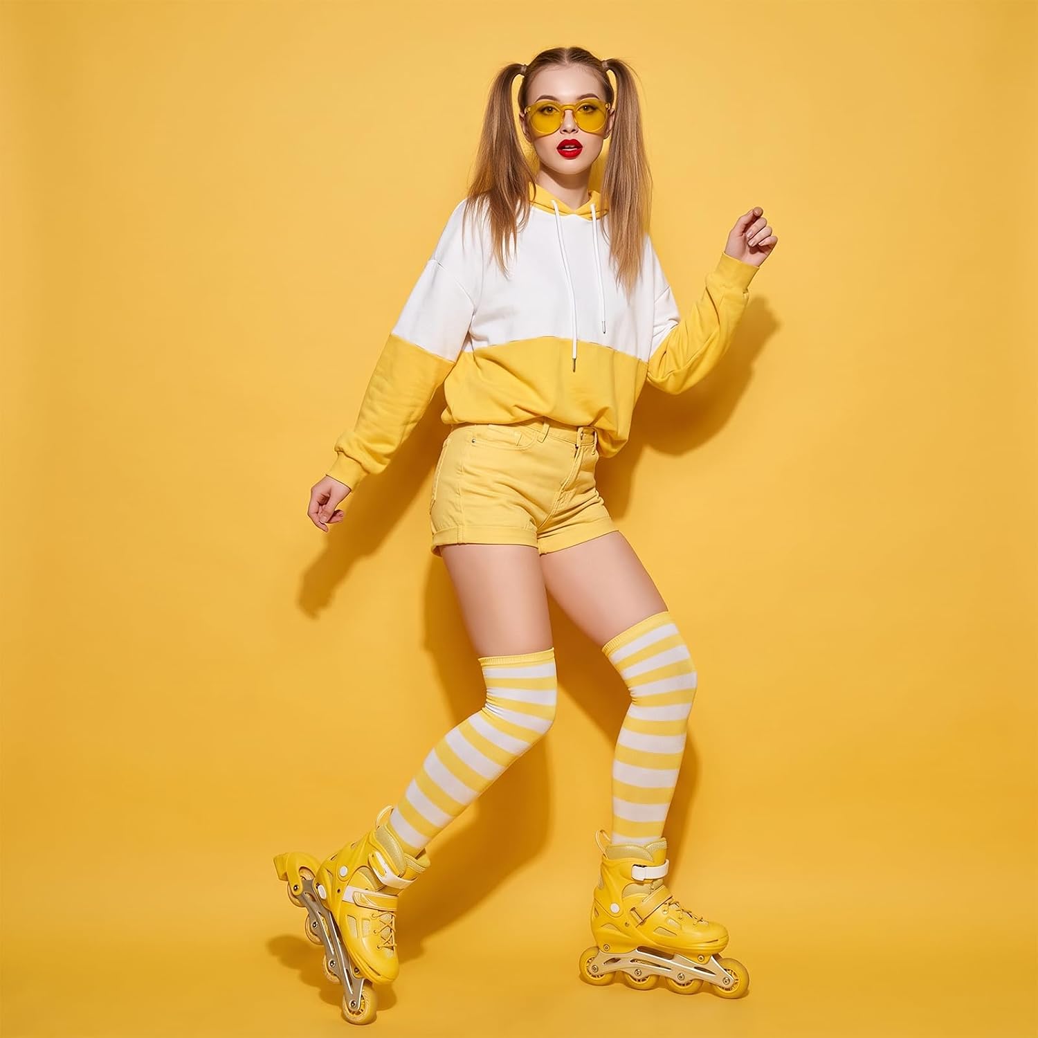 Women Striped Thigh High Socks, Over the Knee Costume Socks Leg Warmers