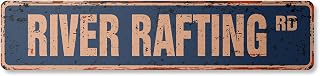 River Rafting Vintage Aluminum Street Sign Whitewater White Water raft Life Rustic Metal tin | Indoor/Outdoor | 18" Wide