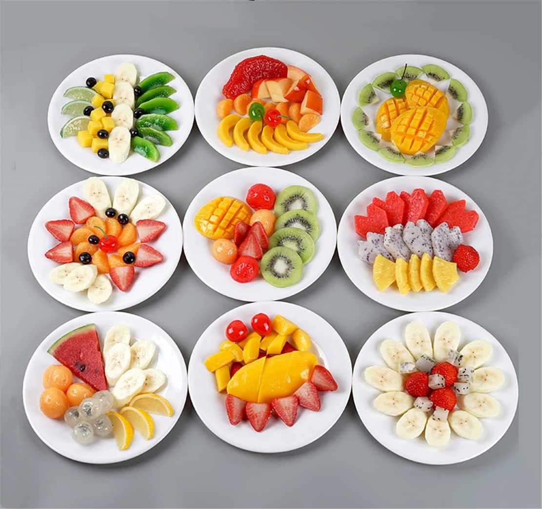 Zzooi Artificial Assorted Fruit Slices with Plate Display Props - Fake Fruit Platter for Shop Showcase Decor