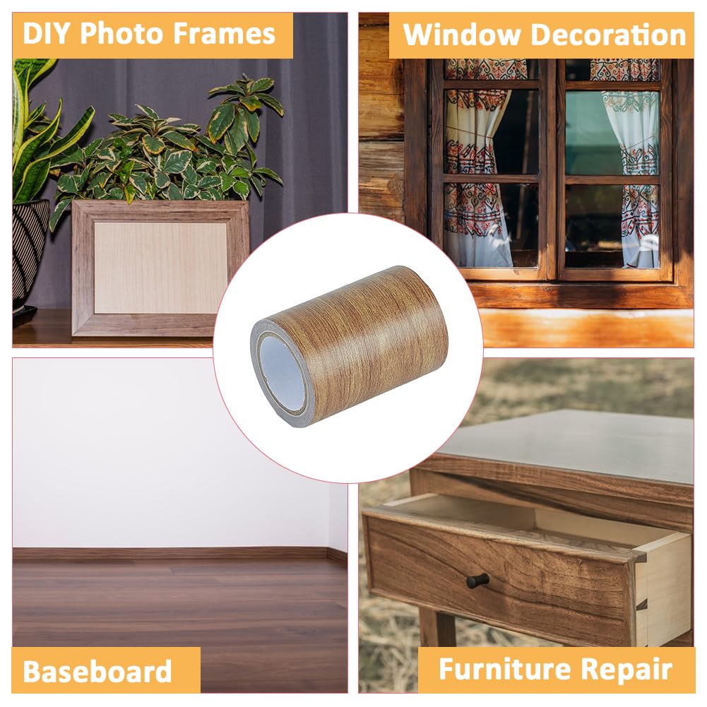 Wood Grain Tapes 3inchx15feet Wood Colored Stickers Camel Self Adhesive Wood Grain Repair Patch Upholstery Wood Duct Tape Durable Multi-Use Adhesive Patch for Doors Floor Furniture