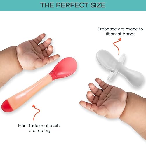 Miniatura 5 de Grabease Juego de utensilios de alimentación para bebés, tenedor y cuchara para bebés de 1 a 11 meses, cubiertos sin BPA y ftalatos, plástico, 1
