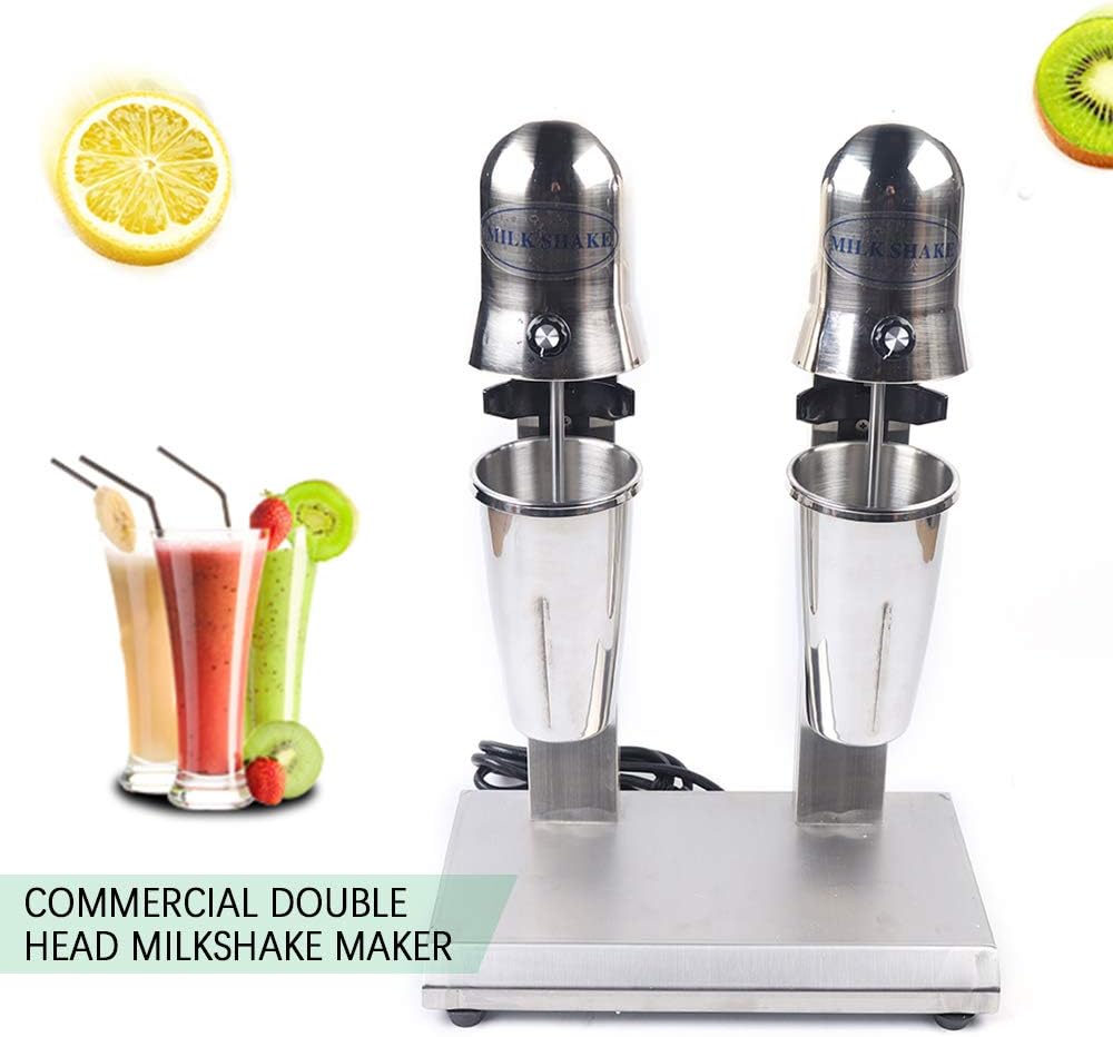 Milk Shaking Maker, 110V Commercial Stainless Steel Protein Shakes Smoothie Maker Double-head Drink Mixer for Home, Shop (560W)