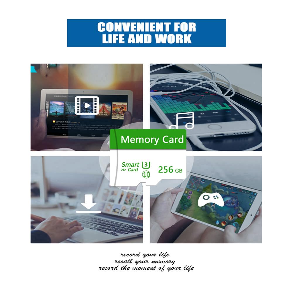 Carte mémoire 256 Go Mini carte TF ultra haute vitesse pour téléphones Android, caméras d'action, tablettes Stockage étendu