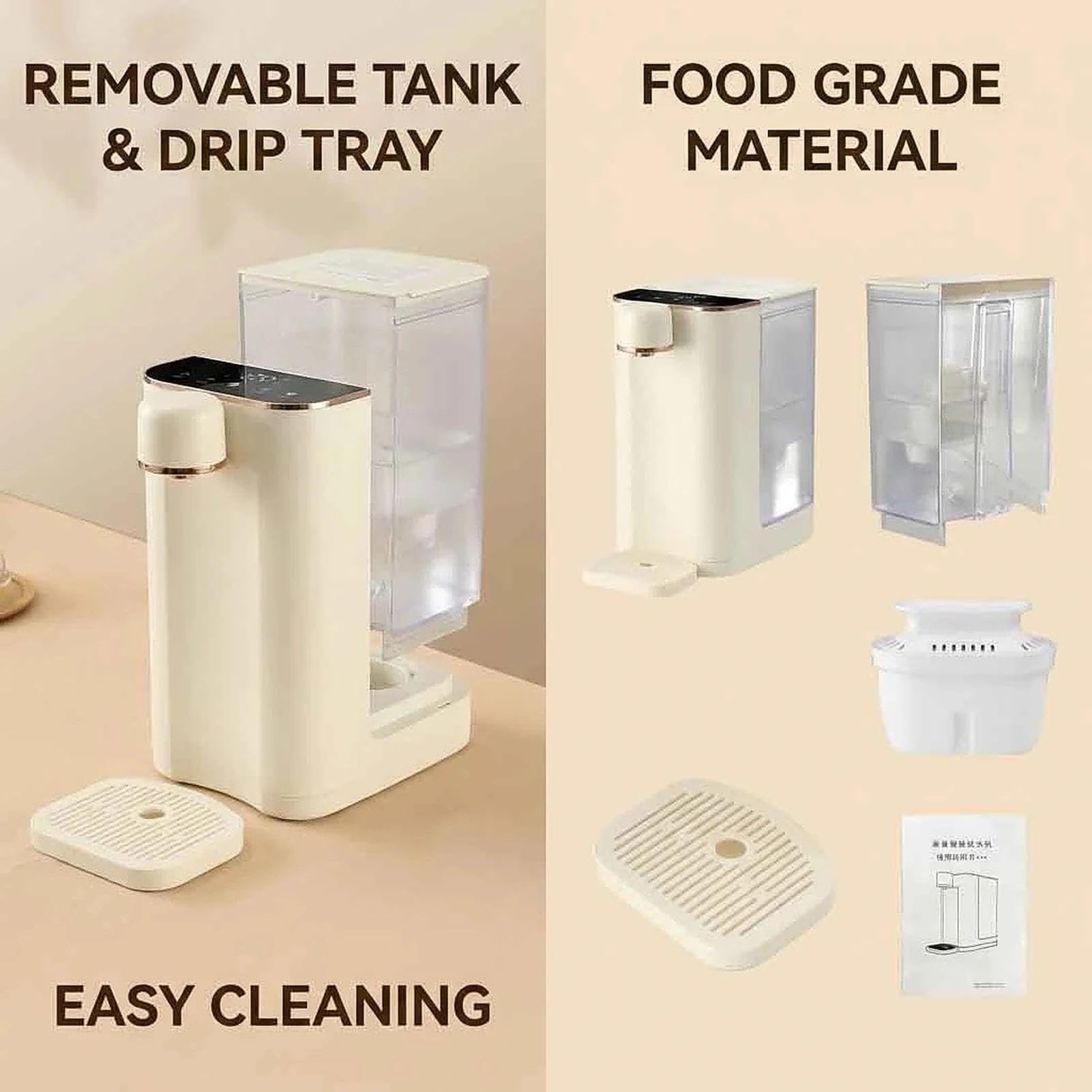 Dispensador De Agua Caliente Instantánea De 2000 W, Hervidor Eléctrico De 3 L Con Luz Nocturna Y Bloqueo Infantil, 5 Ajustes De Temperatura Y 3 De Volumen, Calentador De Agua De Sobremesa Para Té