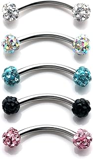 16G Crystal Ferido Ball Curved Barbell Eyebrow Ear Ring Body Piercing Jewelry 8mm 10mm