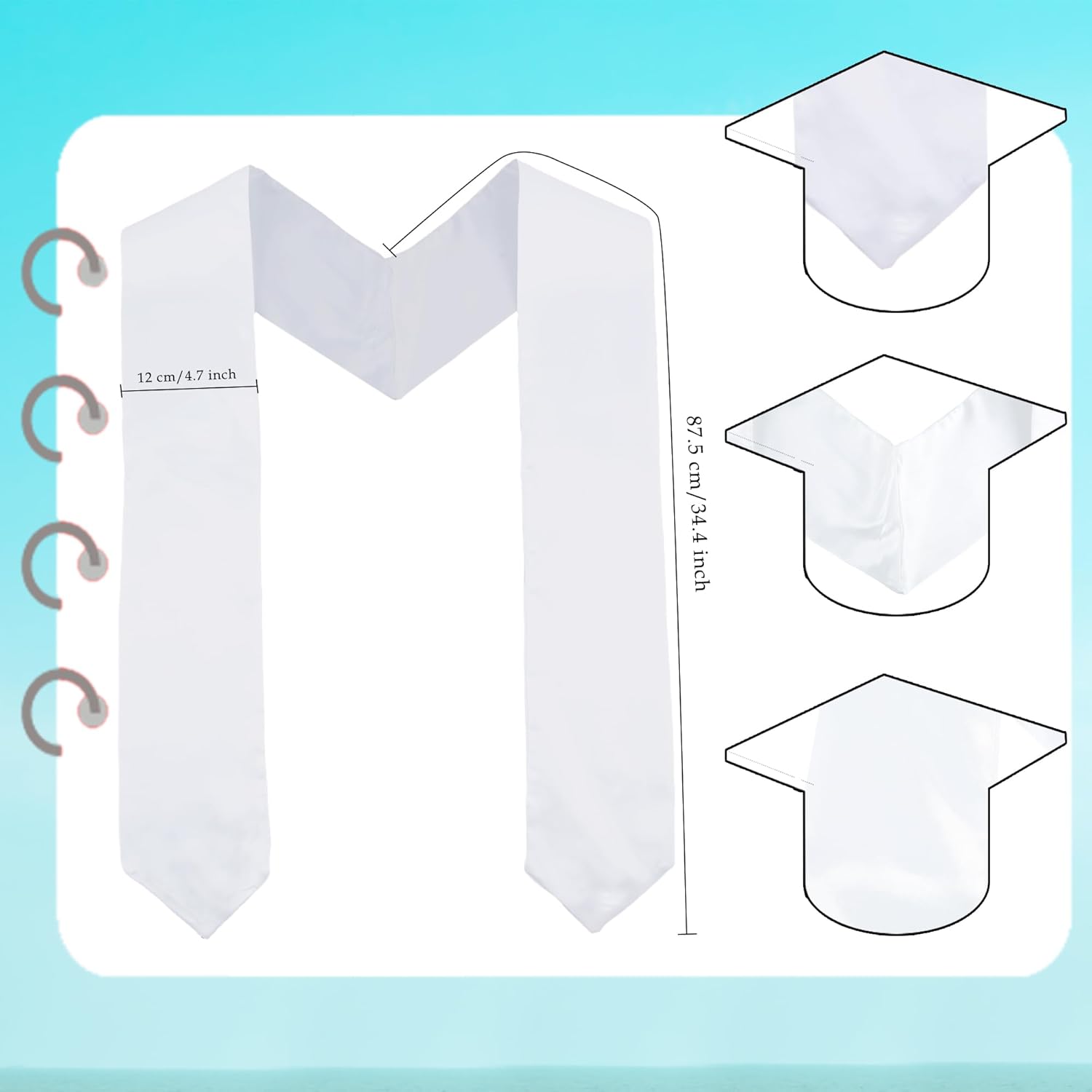 30 Pack Sublimation Graduation Stoles Bulk Plain Blank Grad Sash White Honor Stole for Students Men Women Middle High School College, 69 Inches