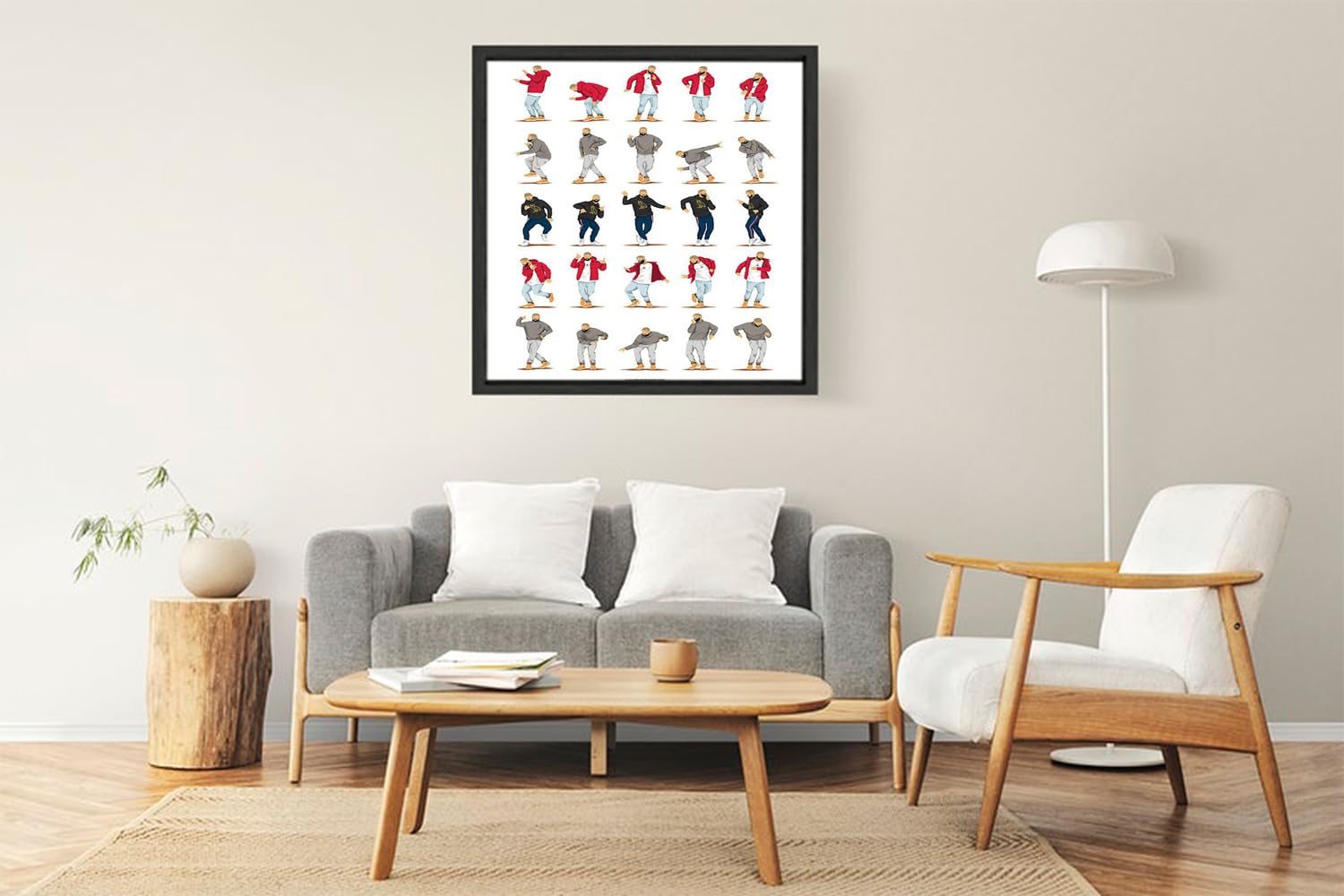 VERRE ART Printed Framed Canvas Painting for Home Decor Office Wall Studio Wall Living Room Decoration (22x22inch Black Floater) - Hotline Bling