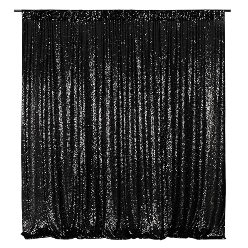 Telón de lentejuelas negro 8x8 pies para fotografía miniatura 1