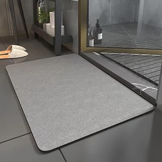 Bathroom Bath Mat Rug, Rubber Backed Non Slip Bathroom Floor Mat, Soft Diatomite Bath Rugs Quick Dry Super Absorbent Washable Bathroom Floor Mats-Shower Rug for in Front of Bathtub (Dark Grey)